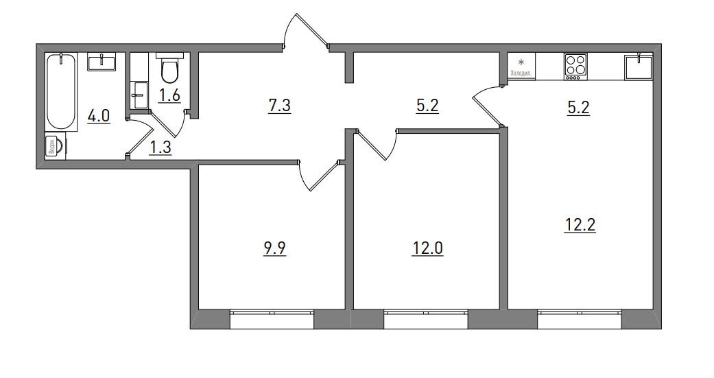 планировка квартиры 59 м2